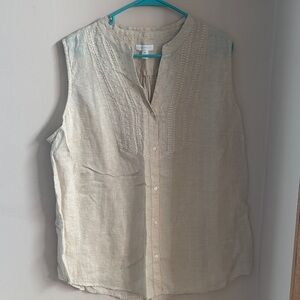 Charter Club Tan Linen Sleeveless Top